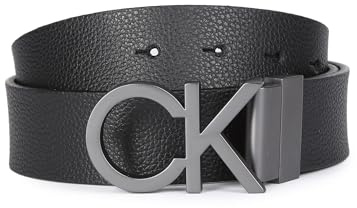 Calvin Klein Herren ADJ/REV CK Metal PB 35MM K50K509258 Gürtel, Schwarz (Black/Dark Brown), 90