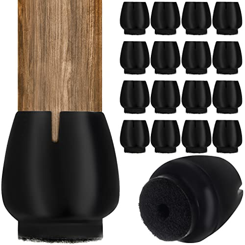 Stühlbeinkappen Schwarz Rund 16 Stück 12-16 mm Bodenschoner für Stühle mit Filz Geräusche und Kratzer Beseitigen 17235
