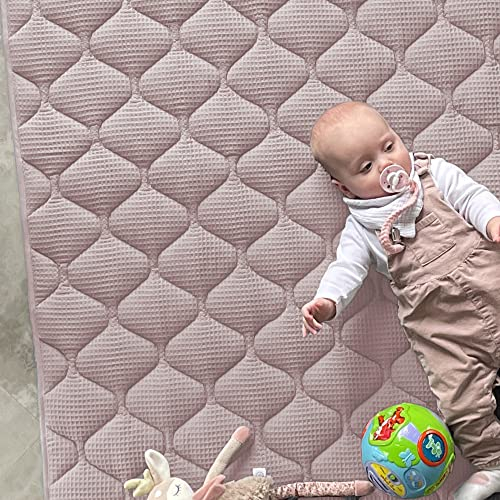 Sanosoft® Krabbeldecke - rutsch- & wasserfest - Made in Germany Rosa 120x120cm