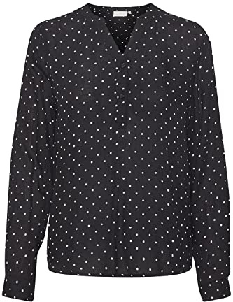 KAFFE Damen Bluse Langarm KAjoyce Damen Langarm Shirt Polka Dots V-Neck Punkte Bluse Lange Ärmel