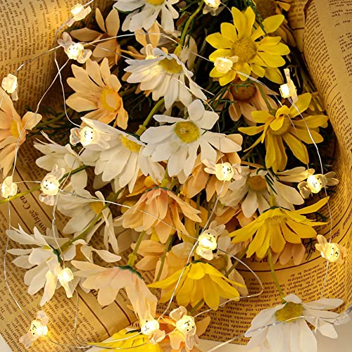 DINOWIN Ostern Hase Lichterkette 10 Fuß 30 LEDs Kaninchen Osterdeko batteriebetrieben Osterhase Kupferdraht Lichterkette Ostereier Lichter Deko für Schlafzimmer Wand Party DIY (Weißer Hase)