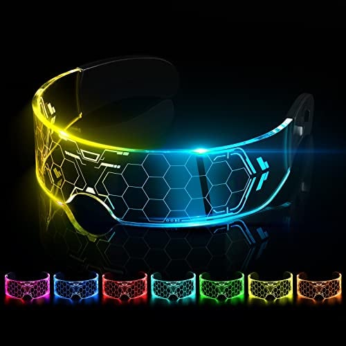 flintronic Occhiali LED Party, Occhiali da Festa LED, Cyberpunk Occhiali LED, 7 Colori 5 Modes Occhiali Luminosi, Colore Regolabile per Halloween Festa Cosplay Discoteca Bar Festival Musicale