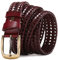Elegantyl Herren Leder geflochtene Gürtel Gurtband Hand Vintage Gürtel für Herren Gold Dornschließe Lässig für Jeans Gürtel, Weinrot, 95cm