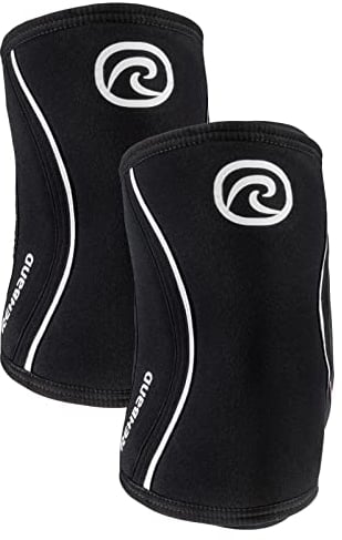 Rehband Ellenbogenbandage aus 5mm SBR/Neopren, Ellenbogen Sleeve für Kraftsport, anatomisches Design, rutschfest & enganliegend für Damen & Herren, Farbe:Schwarz - 1 Paar, Größe:L