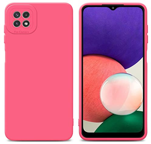 Cadorabo Hülle kompatibel mit Samsung Galaxy A22 5G Schutzhülle TPU Silikon Case Liquid Design mit Kameraschutz Slim Kratzfest Weiche Gummi mit Rundumschutz Case Hülle für Galaxy A22 5G in Rot