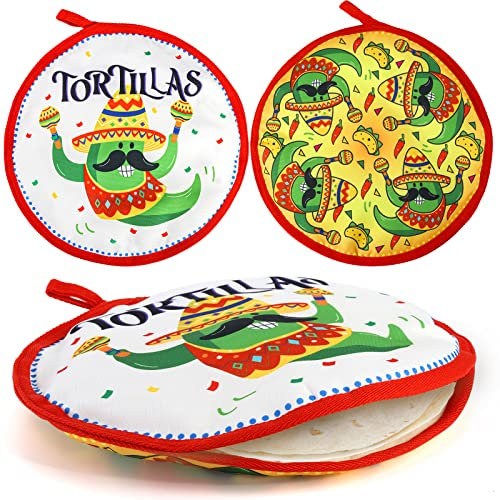 Coloch 3 Pack Tortilla Warmer Pouch, 12 Insulated Cloth Taco Warmer Holder, Keeps Warm for Corn Flour Tortillas, Taco Tuesday Night, Naan, Pancake, Flat Bread, Microwave/Oven Safe