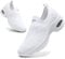 Womens Walking Shoes Slip On Trainers Arch Support Shoes Lightweight Running Shoes for Plantar Fasciitis Orthopedic Comfy Nurse Shoes White UK 5