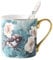 YBK Tech Tasse à thé en porcelaine anglaise pour la maison, la cuisine, le bureau – Motifs oiseaux (Turquoise/vert)