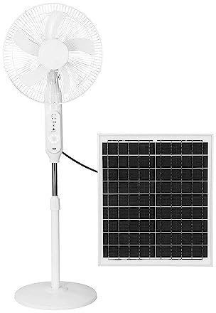 Ventilador de pie Solar Clima Blanco 30W DC Mando Incluido 3 Vel. 5 ASP. Panel Solar