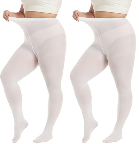 MANZI Strumpfhose Damen grosse grössen Bunte Feinstrumpfhose für Damen 70 Denier,Weiß,XXL