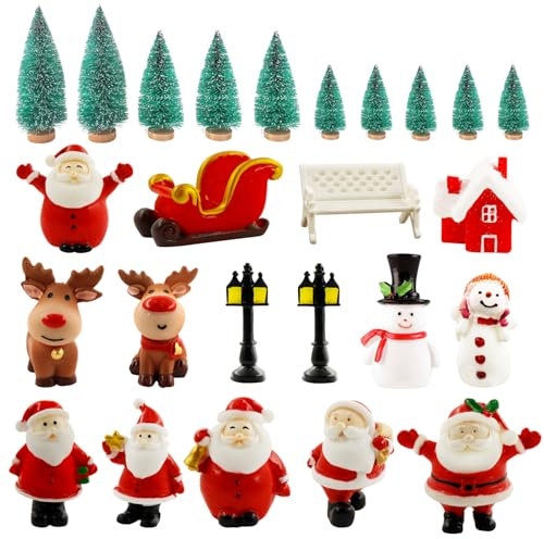 25 pcs Weihnachten Miniatur Ornamente,Weihnachten Mini Modell Ornamente,Mini Weihnachten kleine Figuren,Mini Weihnachtsbaum,Garten Micro Landschaft Weihnachten Deko,für Party Decor,Desktop Dekoration