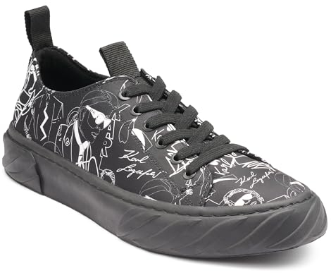 Karl Lagerfeld Paris Herren Logo Rubber Sole Low Top Sneaker, Schwarz, 47 EU