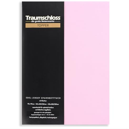 Traumschloss Topper Spannbettlaken Edel-Jersey Mako-Baumwolle Elasthan 4-10 cm Steg 90-120x200-220 Puder (rosé)