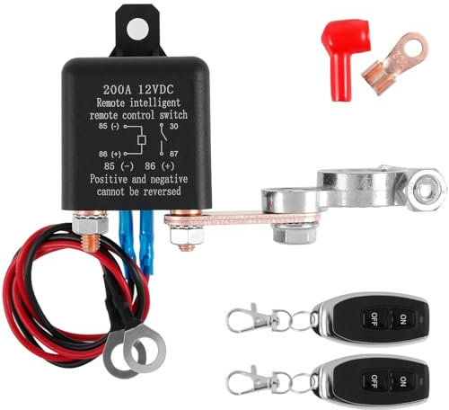 Stacca Batteria 12V Interruttore Stacca Batteria 12v 200a Interruttore di Scollegamento Batteria Remoto Riutilizzabile con Telecomando per Auto Barca, Interruttore (Doppio telecomando)