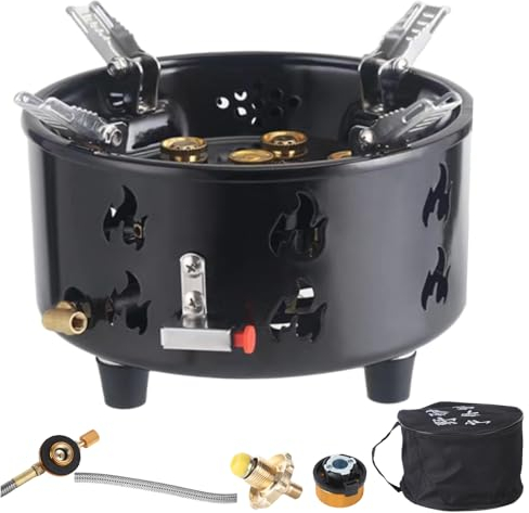 Fornello da campeggio compatto, potente bruciatore a, fornello da viaggio resistente al, fornello da esterno ad accensione rapida, fornello a cassetta portatile per padelle, wok, bollitori
