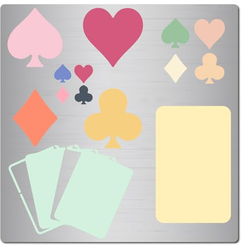 GORGECRAFT Spielkarten-Metallschablonen 16 cm Quadratisch Für Scrapbooking Zeichnen Edelstahl-Schablone Herz Pik Kreuz Rautenmuster Malvorlage Zum Gravieren Brandmalerei Journaling Holzbrennen
