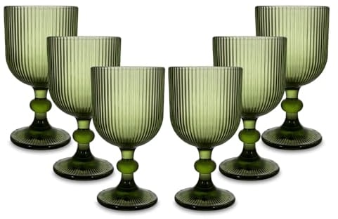 ARCA, Set di 6 Calici in Pasta di Vetro, per 6 Persone, Bicchieri Ideali per la Tavola, Resistenti e Duraturi, Lavabili in Lavastoviglie, Collezione Eternity, Colore Verde, 330 ml