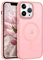 DUEDUE Cover Magnetica per iPhone 13 Pro Max 6.7[Compatibile con MagSafe], Custodia Opaca per iPhone 13 Pro Max Case con Pulsante metallico Ultra-Sottile TPU Silicone Anti-Scivolo, Rosa