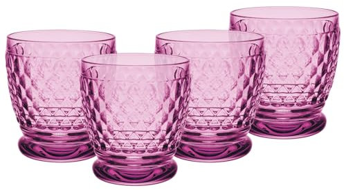 Villeroy & Boch Boston Berry - Lot de 4 gobelets de 330 ml - En cristal coloré à facettes - Pour boissons chaudes et froides - Passe au lave-vaisselle - Rose