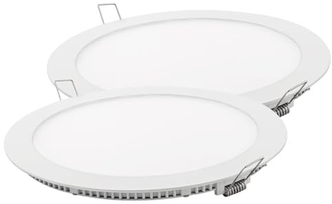 DAVLED - Downlight Led Empotrar Redondo Blanco 18W - Lampara Techo – Plafon Techo Cocina - Focos Interior - Luz Led – Downlight Empotrable - Panel Led Techo Baño - EXCELENTE ILUMINACIÓN - PACK 2