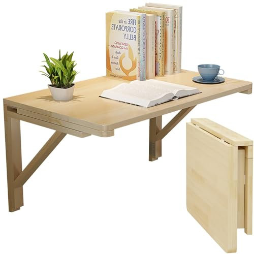 Schwebender Klappschreibtisch zur Wandmontage, moderner Computer-Lerntisch, Esszimmer, Laptop-Schreibtisch für Schlafzimmer, Küche, Balkon, Holz, 100 x 40 cm