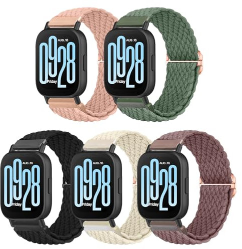 BDIG 5 Stück Geflochtenes Armband Kompatibel mit Xiaomi Redmi Watch 5 active/5 Lite,22mm Elastisches Nylon Stoff Band für für Amazfit Bip 6/für Amazfit Bip 5
