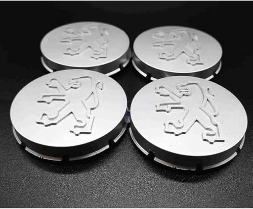 dzggs 4 pièces Auto Cache Moyeux pour Peugeot 205 GTI 65 mm, ABS Aluminium Enjoliveur Centre Roue Couvercle de Moyeu Central de Jante avec Logo
