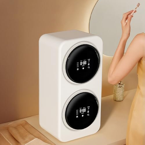 Lavadora de Ropa Interior de Doble cámara de 3,5 l, Lavadora y Secadora 2 en 1, Lavado Independiente, Panel táctil Inteligente/Barril autolimpiante, Secado a Alta Temperatura de 65 ℃,Desktop