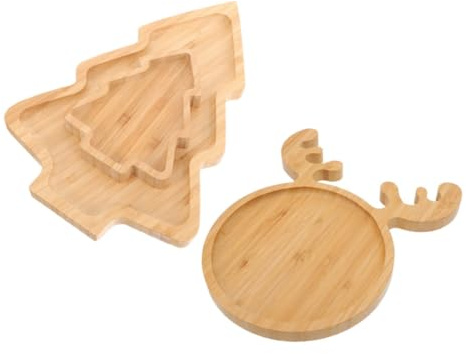 GETAJGHSD 3piezas Platos Diseño Navideño De Árbol De Navidad y Ciervo Bandejas para Servir Aperitivos Salsas y Sushi Platos Decorativos para Reuniones y Fiestas Familiares