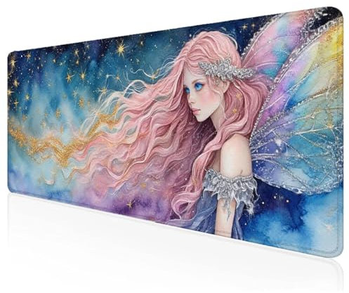 Fille Tapis de Souris Gamer Les Ailes Tapis Souris XXL 1000x500x3mm,Mousepad à Bords Cousus,Lavable Mousepad Antidérapant,pour PC Bureau et Gaming Accessoire,Vitesse et la Précision Améliorées M-41