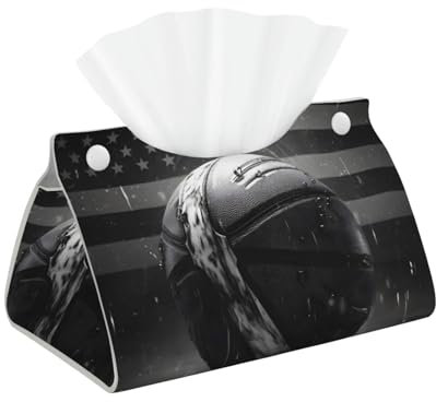 Mexpekil Rechteckige Taschentuchbox aus Leder, wasserdicht, würfelförmig, Aufbewahrungsbox, dekorativer Organizer für Zuhause, Auto, Büro (USA-Flagge, Basketball)