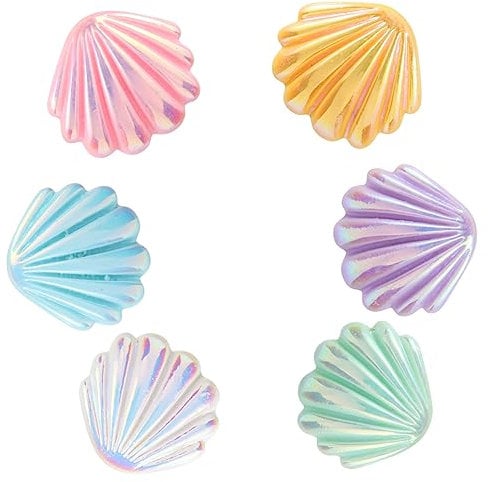 Garneck 1 Seashell Shape Resin Refrigerator Magnets Ocean Inspired Freezer Decor Versatile Stickers for Home Office and School Use No Residue Adhesive 6pcs
