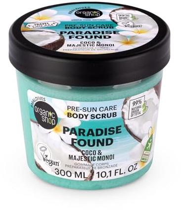 Organic Shop Paradise Found Pre-Sun Care Body Scrub. Coco & Majestic Monoi, 300ml