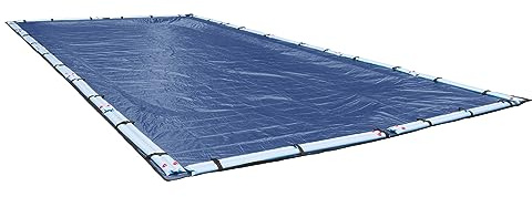 Robelle Winter-Poolabdeckung „Industriell“ für eingelassene Pools, 3,7 x 7,3 m, 1,5 m Überlappung (Abdeckgröße 5,2 x 8,8 m), solide 14 x 12 Gelege, 153 g/m², blau, Stil: 201224RA