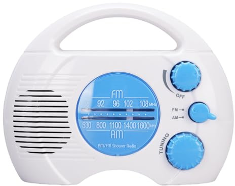 Xiuganpo Einstellbares Volumen -Duschfunk, Badezimmer Radio, Einfache Abstimmung und Lautstärkeregelung, Tragbares Design, Geeignet für Zuhause, Ausflug, Reisen, Unterhaltung, Arbeit,