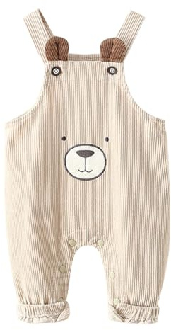 ACMEDE Salopette Bambino Velluto a Coste 6-24 Mesi Salopette in Cotone Senza Maniche Regolabile Tuta Intera Bretelle con Simpatico Orsacchiotto Abbigliamento Casual Autunno Primavera Da 2-3 Anni