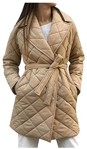 ZRYAZQ Daunenmantel Damen Lang Winter Wintermantel Damen Warm mit Gürtel Lange Daunenjacke Leicht Steppjacke Revers Mantel Winter Warme Winterjacke Puffer Jacke Winter mit Taschen Leichte Steppmantel