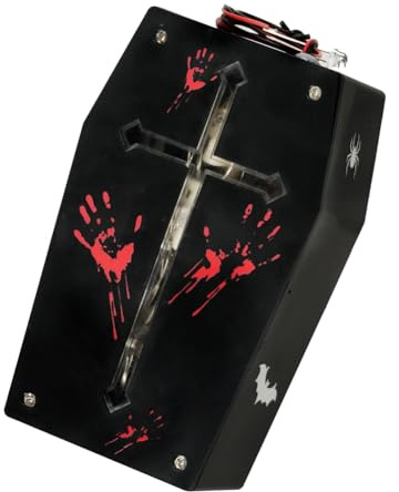 Flaroey LED Colorful Voice-Controlled Scene Decoration Coffin Props Halloween Coffin Prank Halloween Decoration Props