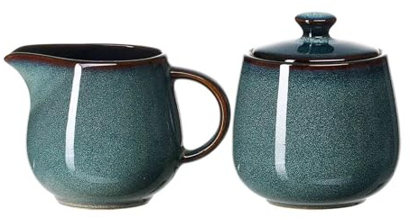 Ritzenhoff & Breker Bali Milch- und Zucker-Set, Milchkännchen (320 ml) und Zuckerdose (350 ml) für 6 Personen, Skandinavisches Design mit Reaktivglasur, Steinzeug, Blau