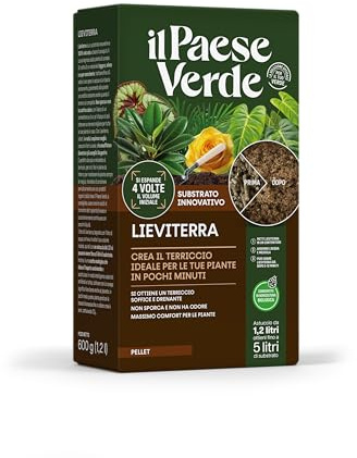 Il Paese Verde – Lieviterra - 1,2L che diventano 5L - Facile da Usare | Come un Terriccio Universale ma più Innovativo - Aumenta la Crescita delle Piante con Aerazione Ottimale e Efficienza Idrica