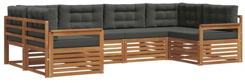 vidaXL Sofagarnituren 6 pcs Natur und Anthrazit Massivholz Akazie, Moderner Garten-Sofa, strapazierfähiges Terrassen-Set, Bequeme Sitzmöbel für Deine Lounge-Atmosphäre