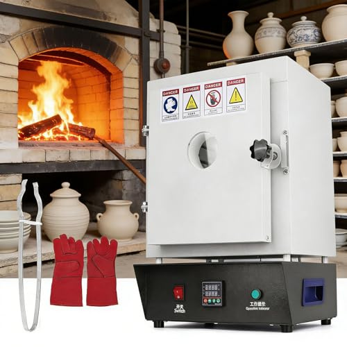 moupeaktain Four électrique 1500W, 1150℃ Four à Poterie Domestique, Four à Moufle avec Fenêtre De Visualisation, Grand Four De Fusion pour Moules en Plâtre, Fonte De Bijoux, Fusion De Métaux