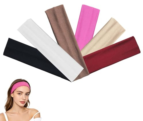 Haarband Damen Sport 6er-Set – Dünnes Stirnband Damen für Workout, Yoga, Laufen & Fitness, Antirutsch Headband Elastisch, Atmungsaktiv, Maschinenwaschbar, 6 Farben – Kompatibel mit Kosmetik & Alltag
