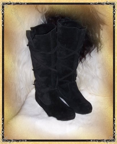 Leonardo Carbone Stivali medievali da uomo con suola in gomma, Nero , 41 EU