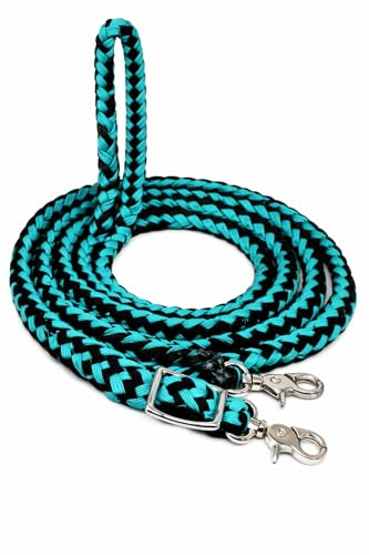 roping Annodato Horse Tack western Barrel redini in nylon intrecciato turchese BLK 60701