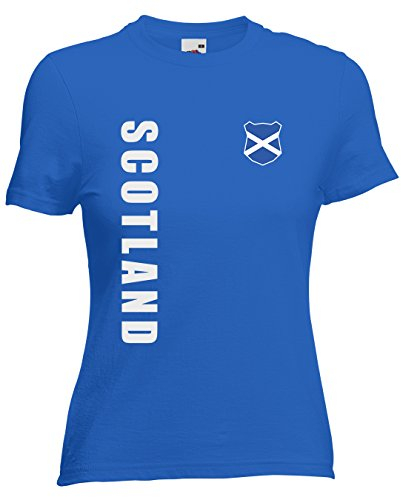 Schottland Scotland EM-2020 Damen T-Shirt Wunschname Nummer Royalblau L