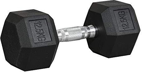 HOMCOM Rubber Dumbbell Weights Body Power Hex Home Gym Exercise Workout Fitness Training Lifting (12.5kg)
