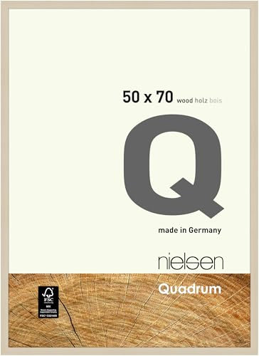 nielsen Bilderrahmen, 50 x 70 cm, Holz, Ahorn, Posterrahmen zum Aufhängen im Hoch- & Querformat, Echtglas, Quadrum