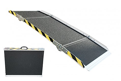 Rollstuhlrampe Aluminium 180 cm – 3-Fach faltbar & tragbar Klapprampe für Rollstühle, Scooter & Gehhilfen rutschfest