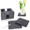Amazy Schiefer Untersetzer Set (8 Stück) inkl. Kreidestift – Dekorative Glasuntersetzer aus 100% Natur Schieferplatten mit praktischem Halter aus Filz – Tolle Geschenkidee (eckig | 10x10 cm)